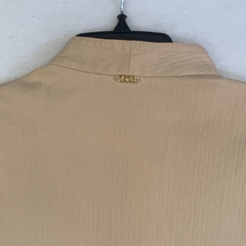 Vintage St. John Sport Jacket Large Beige Cotton Safari Blazer Textured Knit - Picture 4 of 12